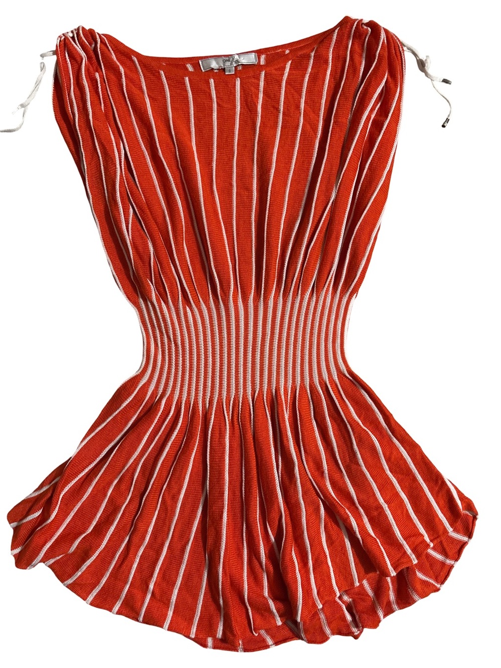 Red & White Striped Sleeveless Knit Top